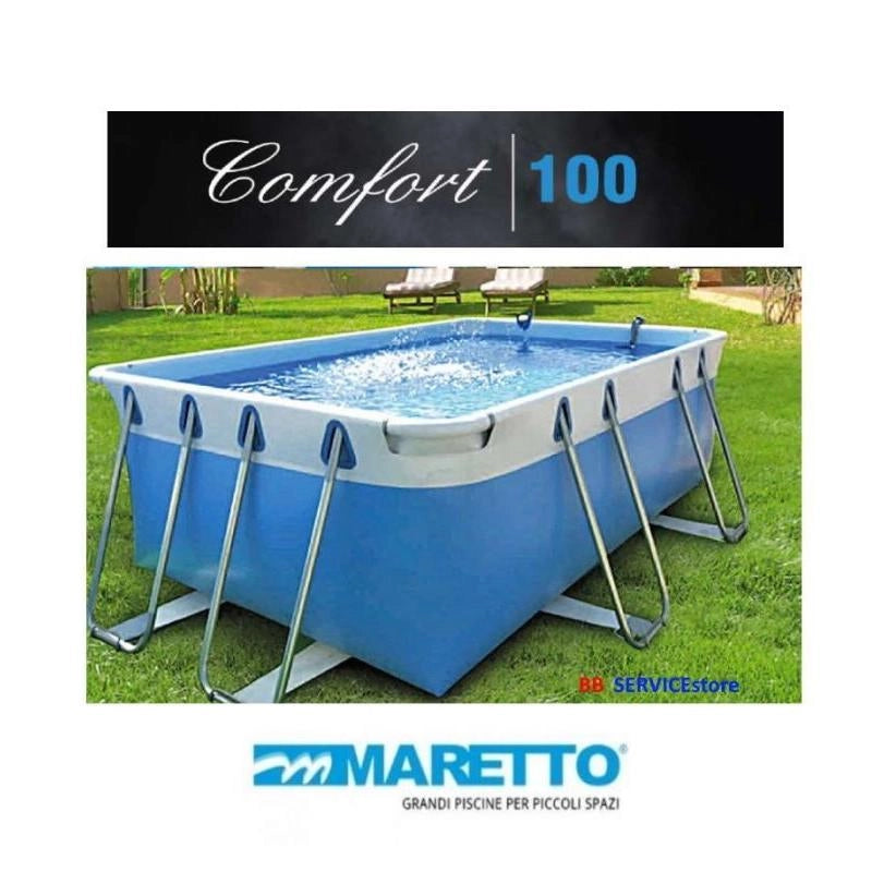 Piscina Rettangolare Maretto ESSENZIALE S  - Dimensioni 3,00 X 6,00 H 1,00 + Kit Filtrazione