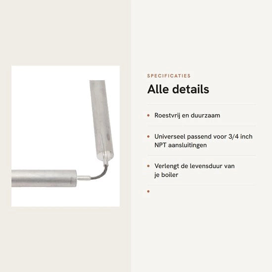 Anodo a Magnesio di Lunga Durata - Stato di Ricambio per Anodo - Adattamento Universale - Facile da Installare - Compatibile con 3/4 pollici NPT - Per Caldaie Idriche - Maniglia di Ricambio