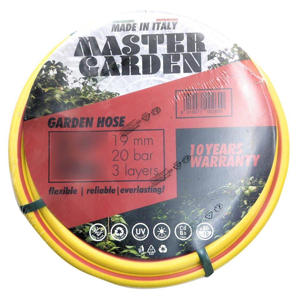 Tubo gomma giardino canna acqua 3/4 " x 25 mt  MADE IN ITALY  rinforzato irrigazione casa orto giardino cantiere.