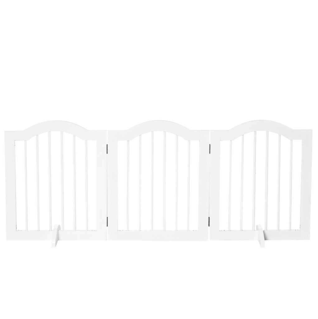 Barriera per cani pieghevole 154,5x29,5x61 cm in legno e MDF bianca