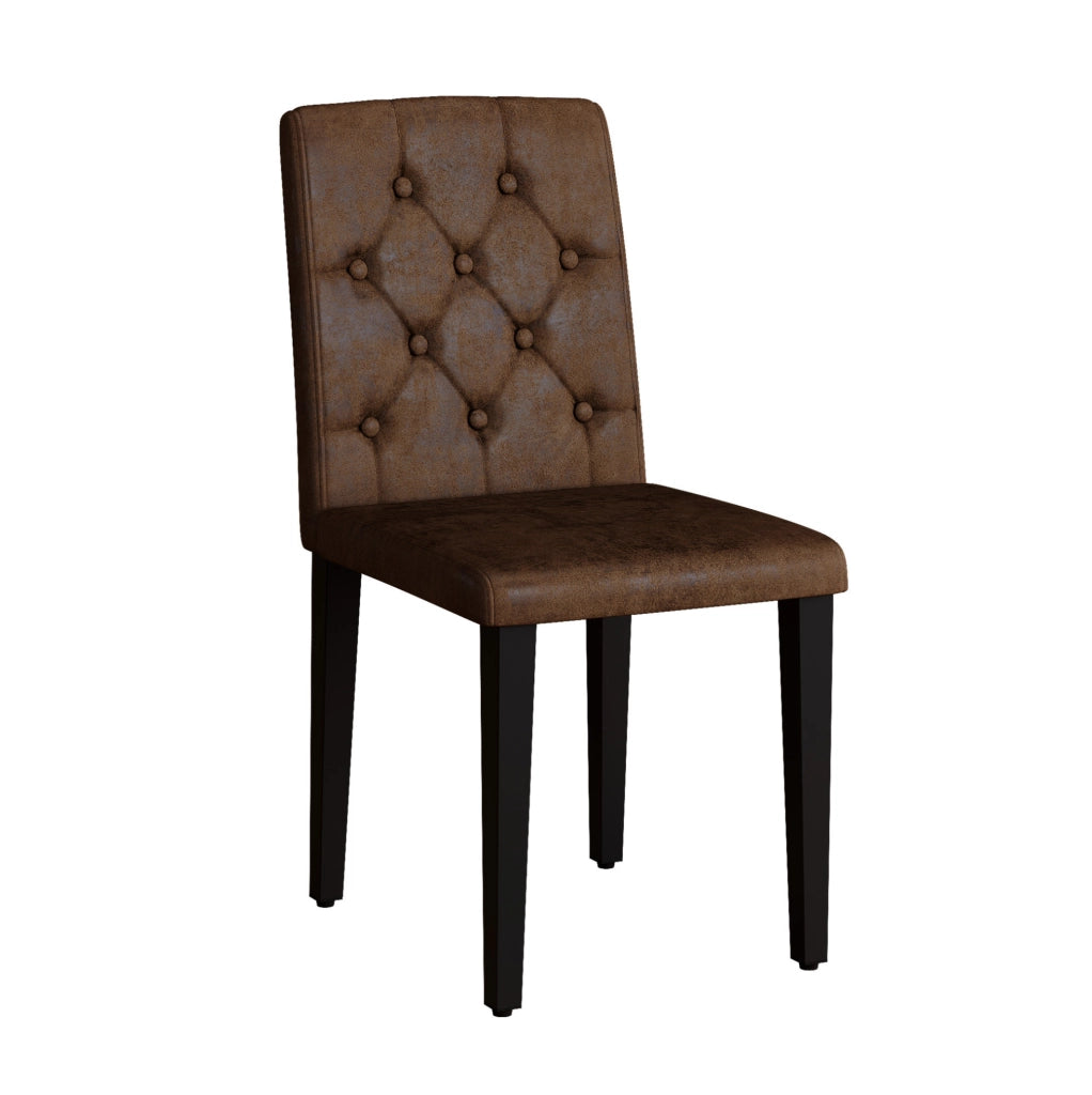 Set di 4 sedie da pranzo retrò marrone 89 cm effetto velluto, gambe metallo nero