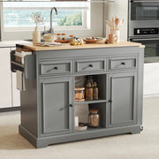Mobile da cucina con piano estraibile laterale; 3 cassetti e ripiani regolabili grigio 112–188 × 45 × 92 cm
