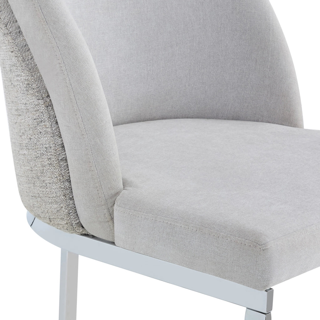 Set 2 sedie da pranzo in ciniglia grigio chiaro con gambe argento HOMVRA