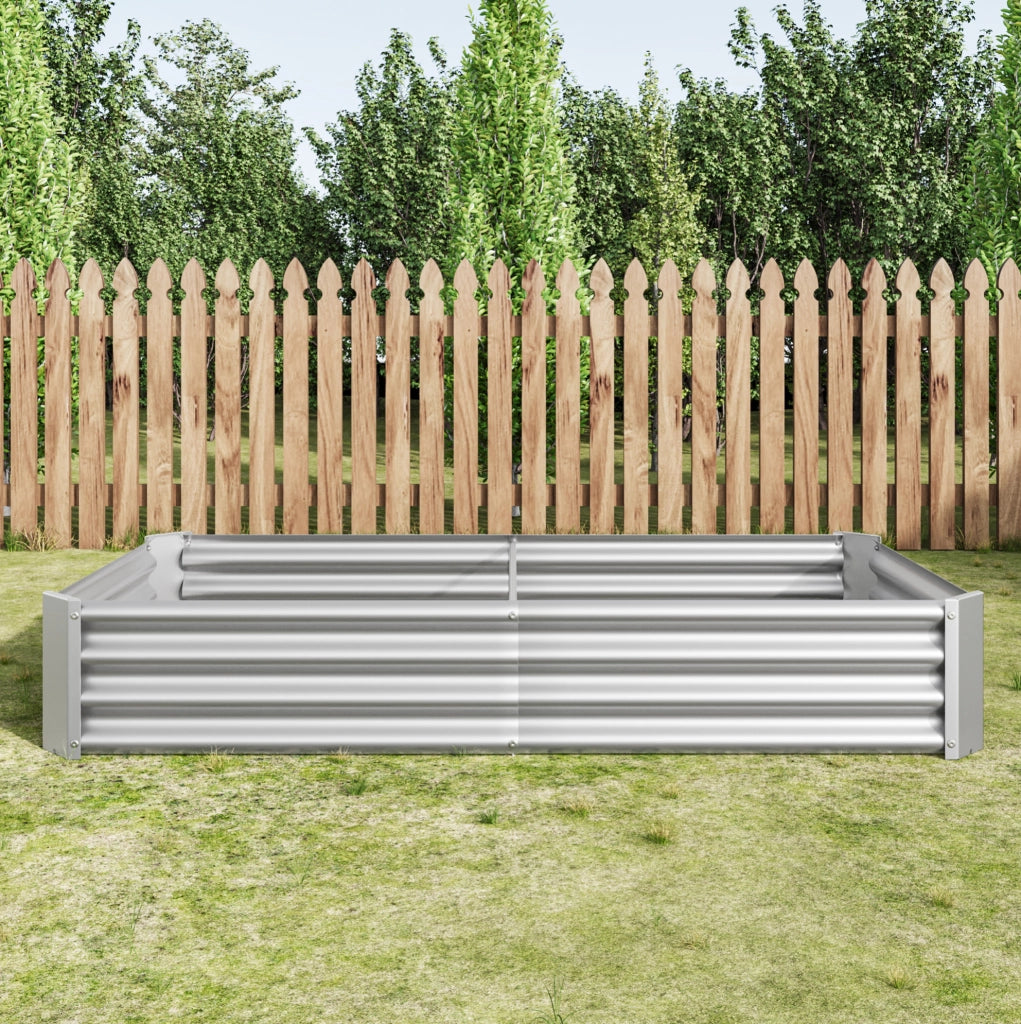Letto rialzato da giardino in acciaio zincato 180x91x30 cm, senza fondo, ideale per ortaggi, erbe aromatiche e fiori