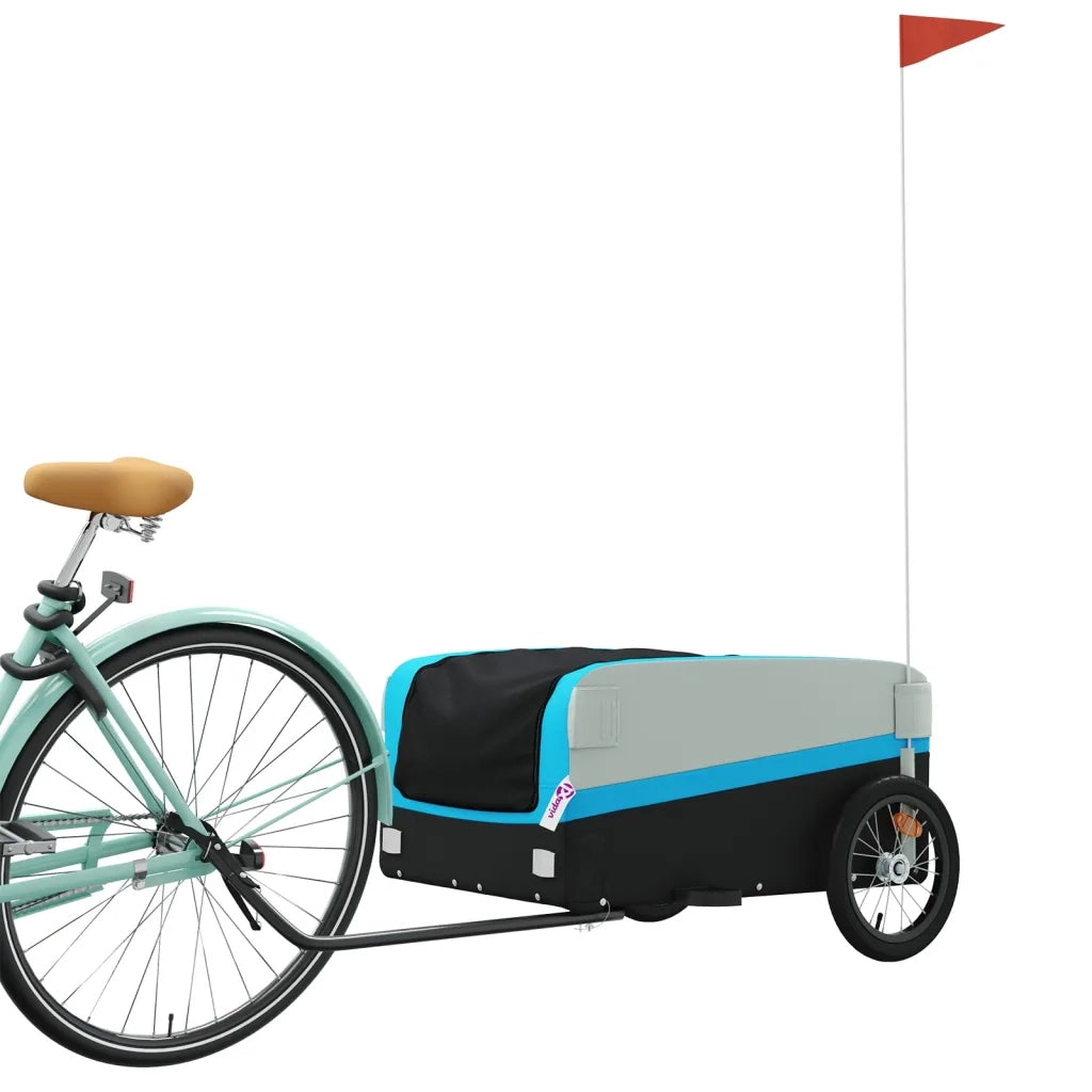 Rimorchio da Bici Nero e Blu 45 kg in Ferro 94044