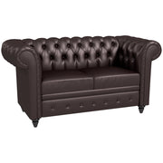 Divano 2 Posti Chesterfield in Ecopelle con Cuscino Rimovibile ¨C Minimal ¨C 160x84x80 cm Marrone