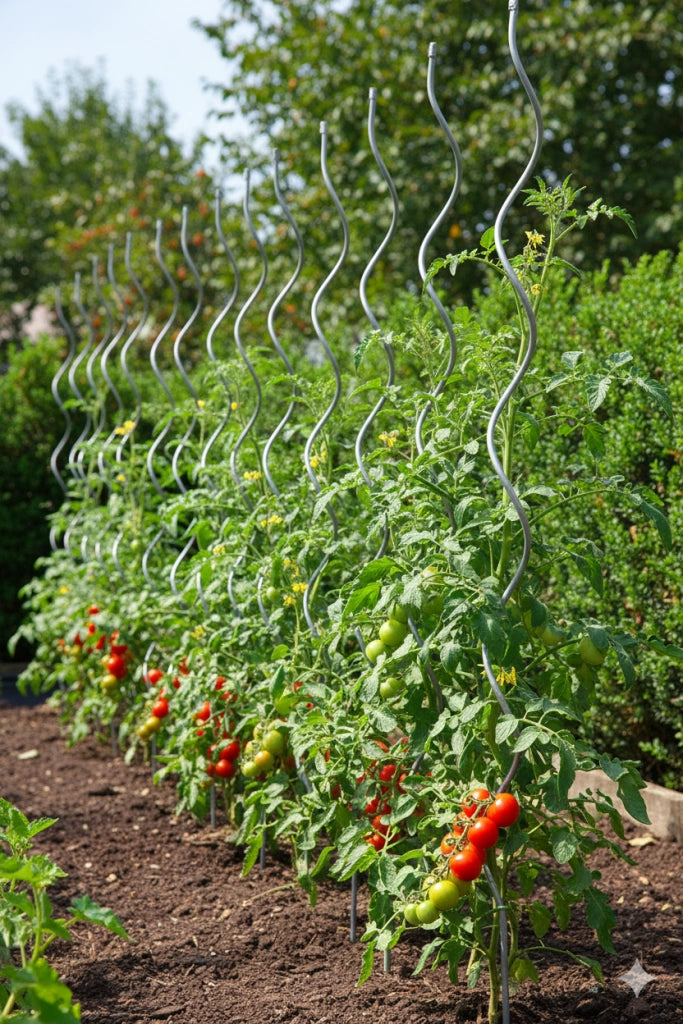 Set 10 Sostegni Tutori a Spirale per Piante Pomodori 180 cm in Acciaio Agrati
