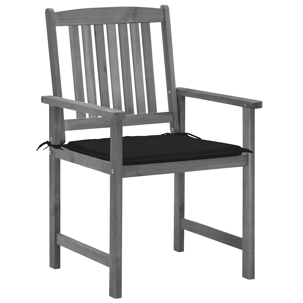 Sedie da Giardino con Cuscini 4 pz | Sedie da Esterno in Massello di Acacia Grigio
