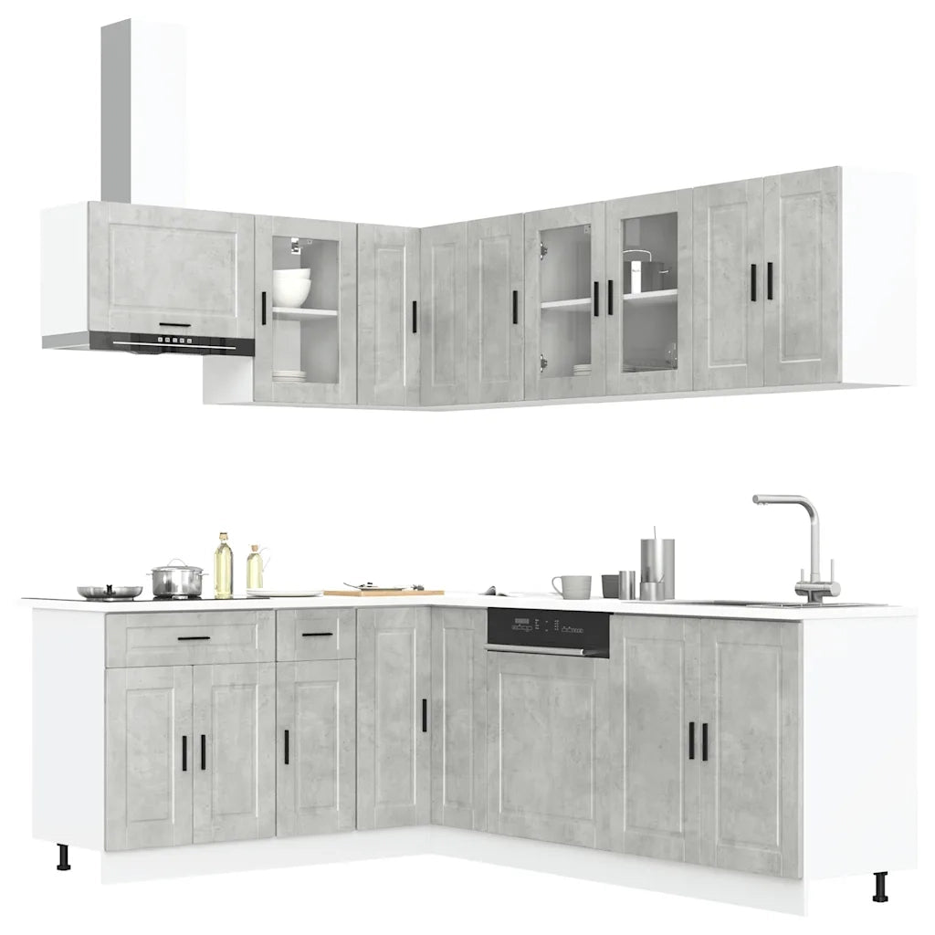 Set Mobili da Cucina 11 pz Porto Grigio Cemento in Truciolato 3314905
