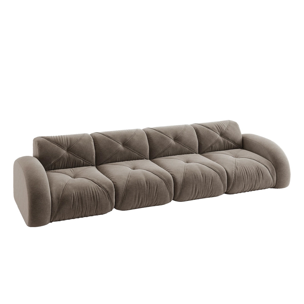 Divano Modulare 4 Posti in Tessuto Chenille ¨C MINIMAL ¨C Marrone, Braccioli, Soggiorno