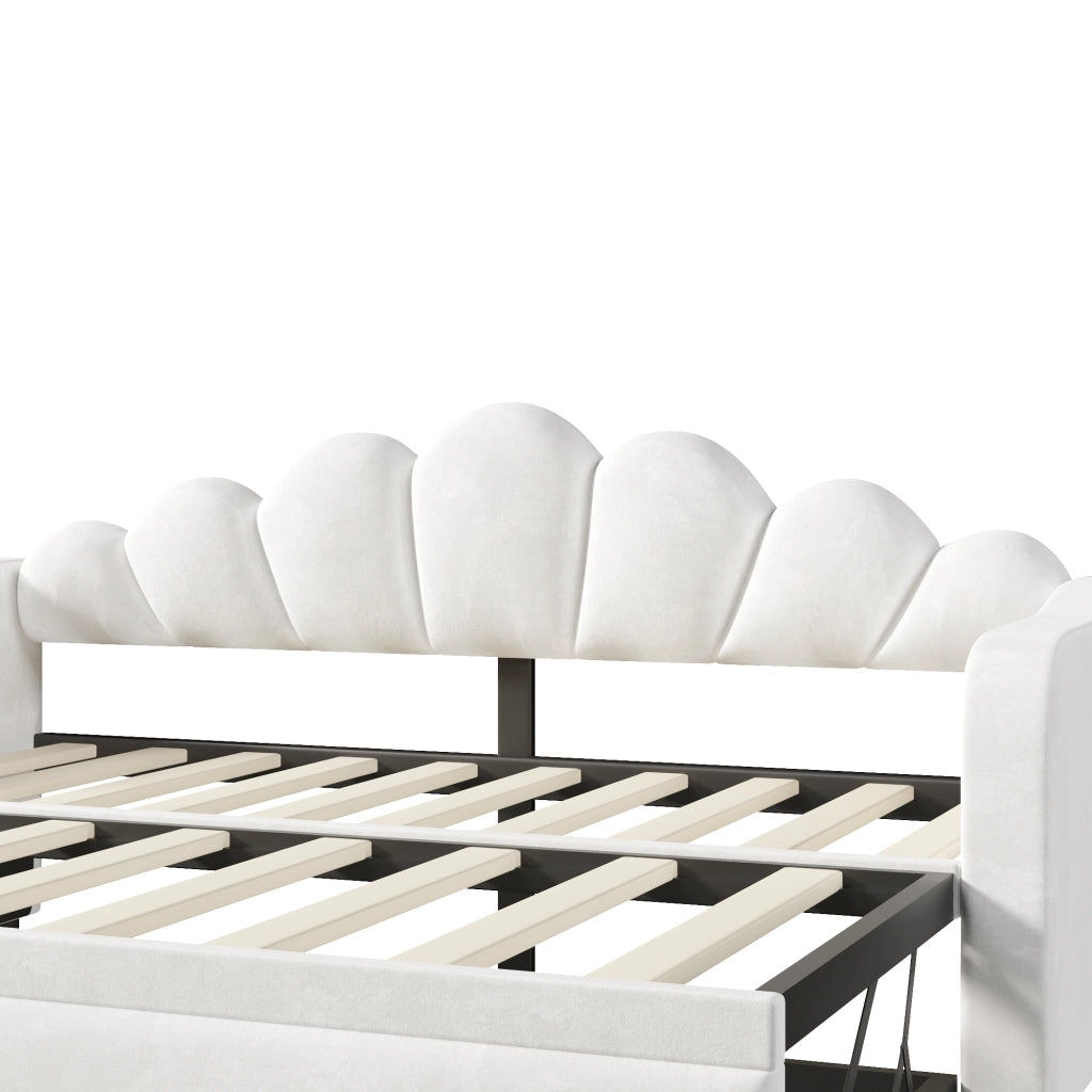 Letto da giorno imbottito estraibile 90x200 cm con LED a 7 colori; bianco