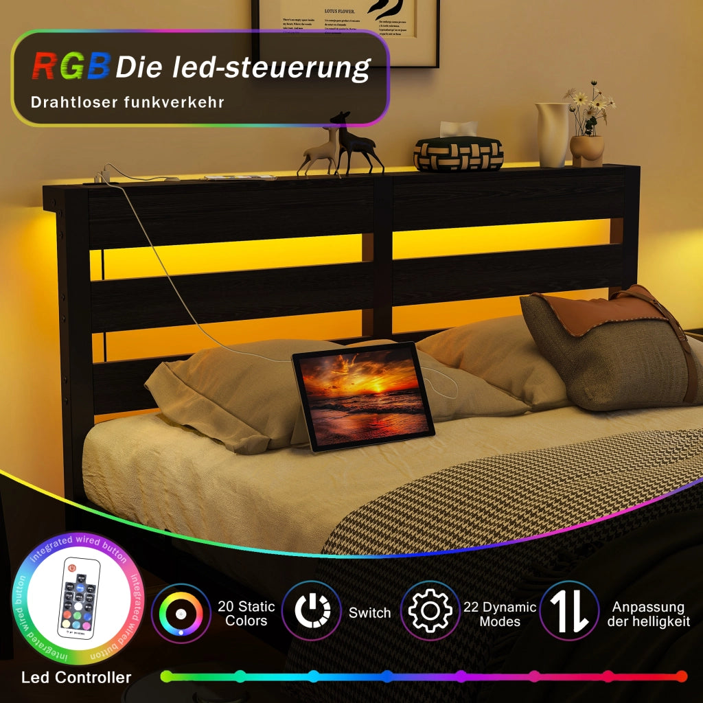letto in metallo e legno nero 120 x 200 cm