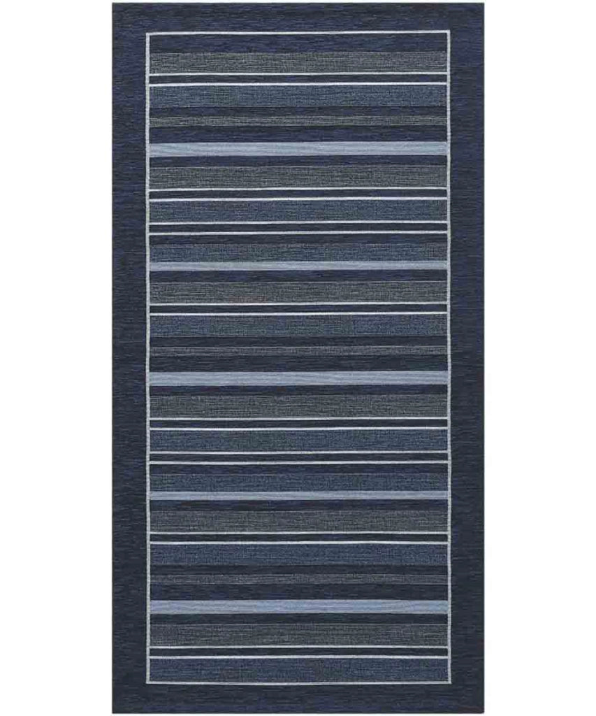 Tappeto STYLE BLU cm.55x140 moderno a righe, passatoia cucina multiuso lavabile velour antiscivolo