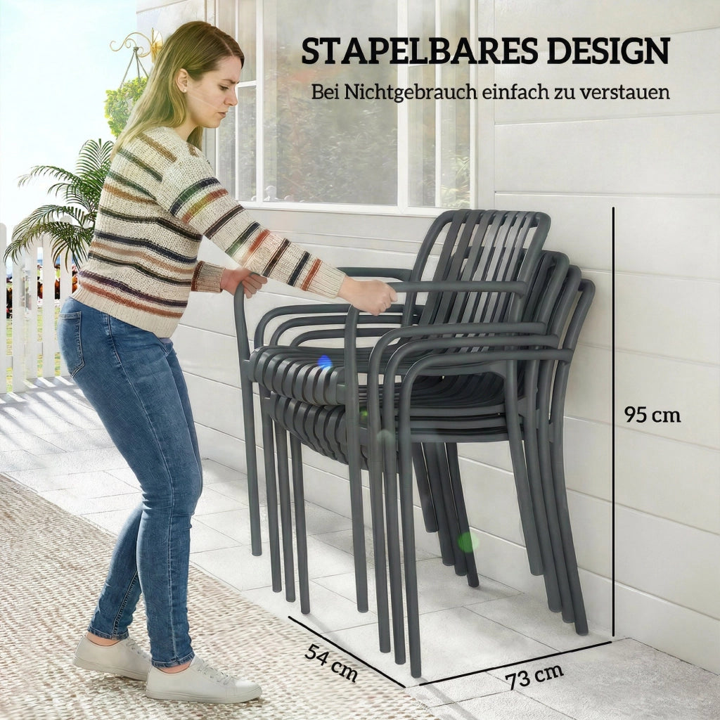 Set sedie da giardino impilabili ¨C Minimal ¨C grigio scuro 4 pezzi