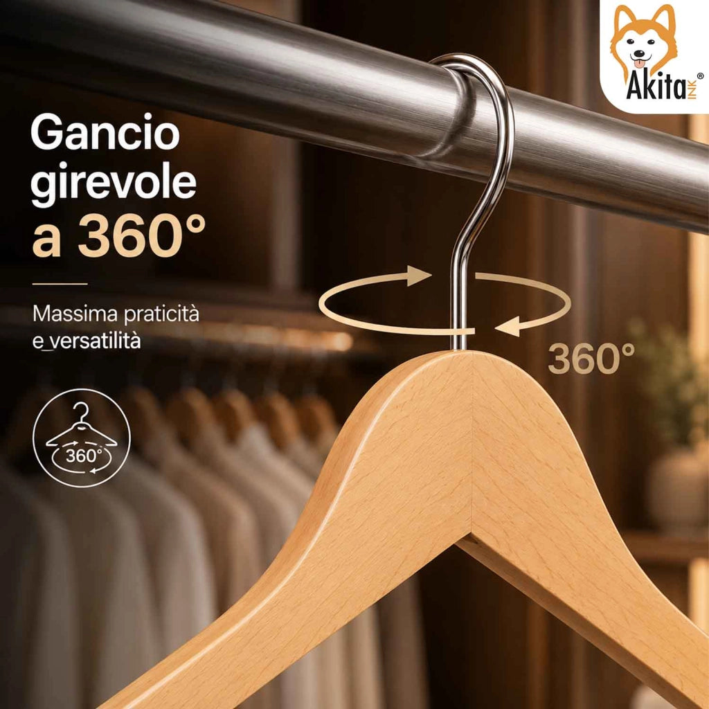 Akitaink 12 Grucce Legno Barra Antiscivolo 360