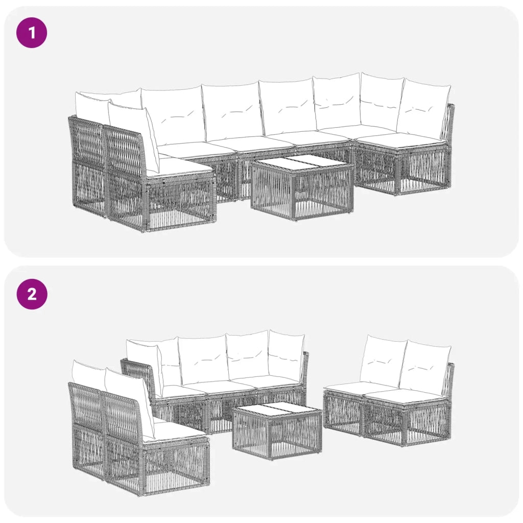 Set Divano da Giardino 8 pz Grigio polyrattan 3434168