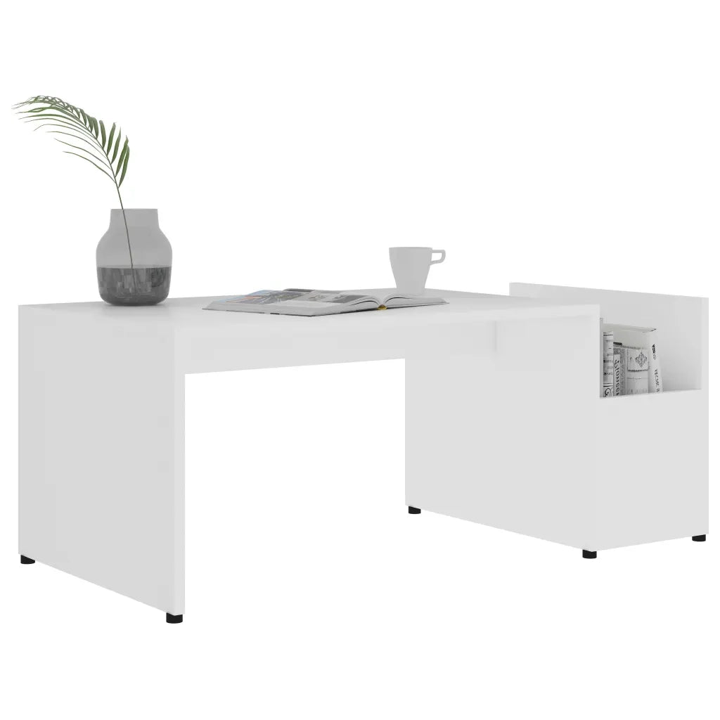 Tavolino da salotto | Tavolino da caff¨¨ | Tavolino da Soggiorno Bianco 90x45x35 cm in Legno Multistrato