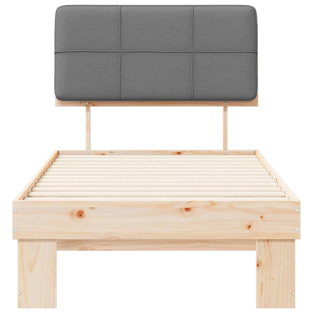 Letto con Testiera Rivestita Grigio chiaro 75 x 190 cm 877459