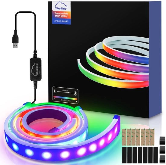 Striscia LED per scrivania gaming, Striscia LED RGBIC per monitor PC 27 pollici, Illuminazione di sfondo per PC, Illuminazione LED per PC con controllo tramite app via USB