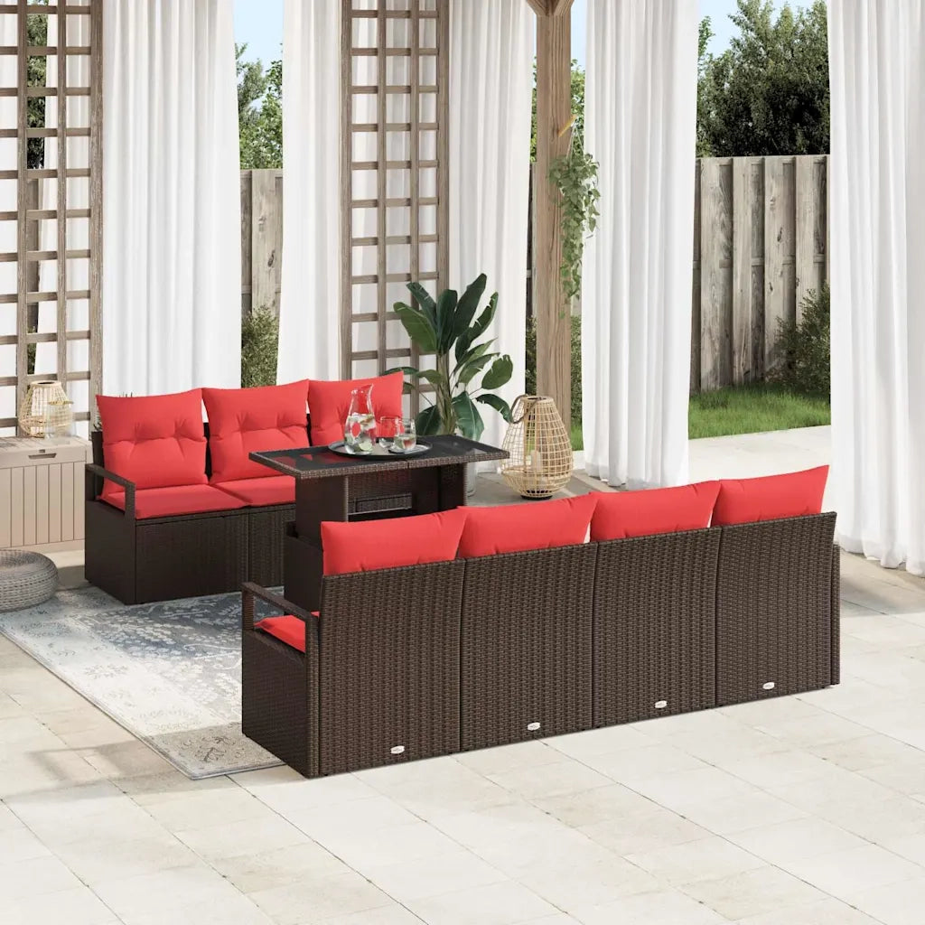 Set Divano da Giardino 8 pcs Marrone Poly Rattan 3357507