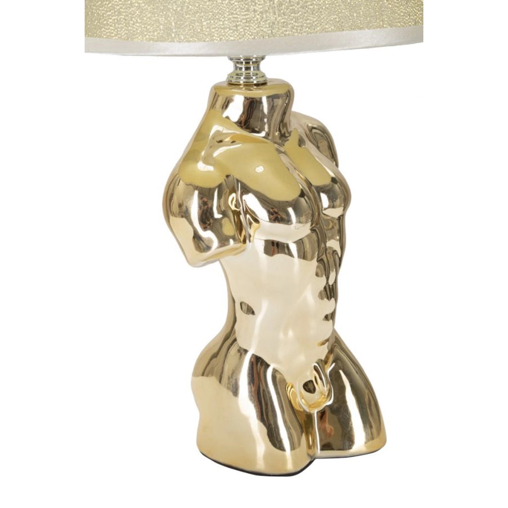 Lampada da Tavolo Uomo, Oro, Ceramica, 25x25x42,5 cm