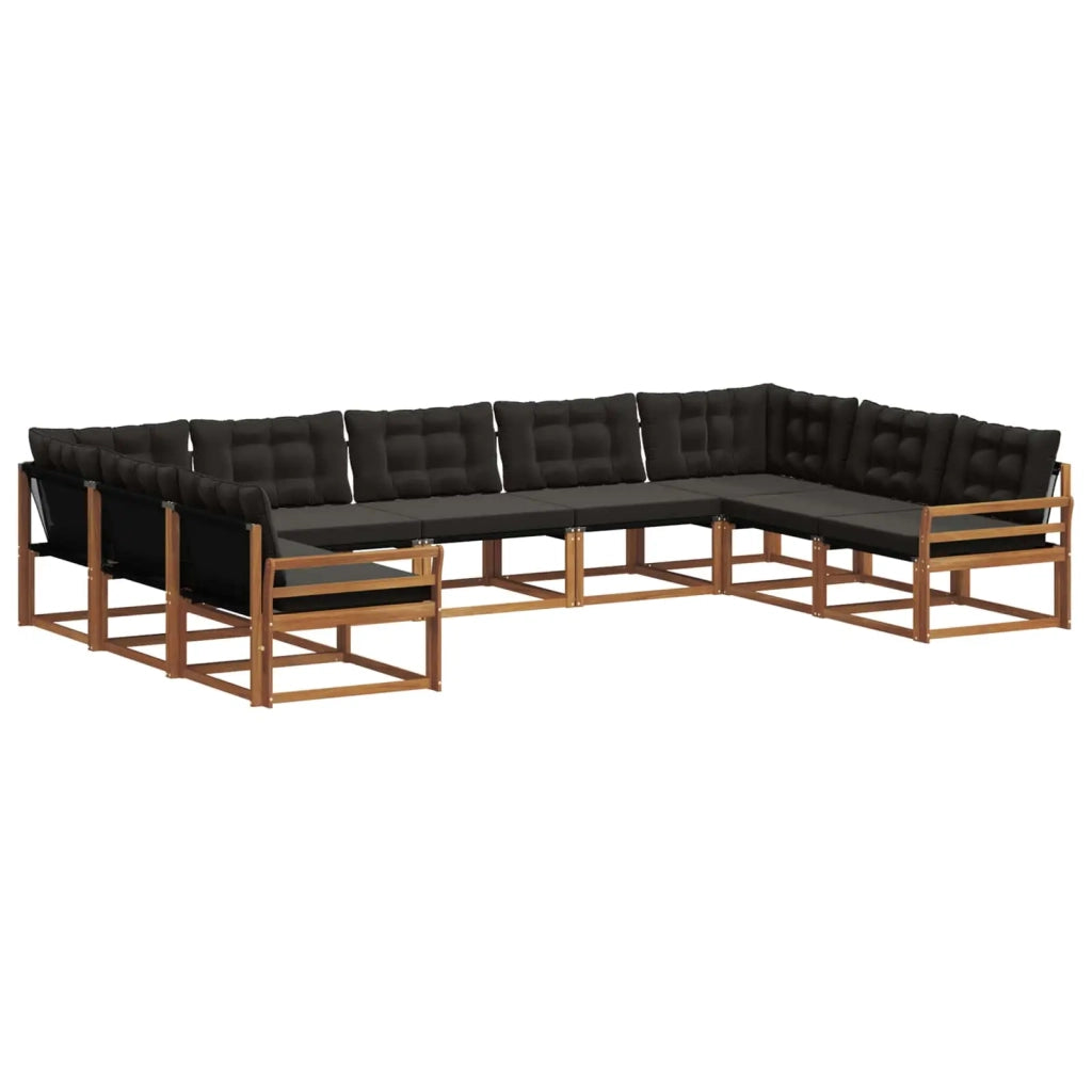 Set di divani da esterno con cuscino 9 pcs Naturale e Nero 3369843