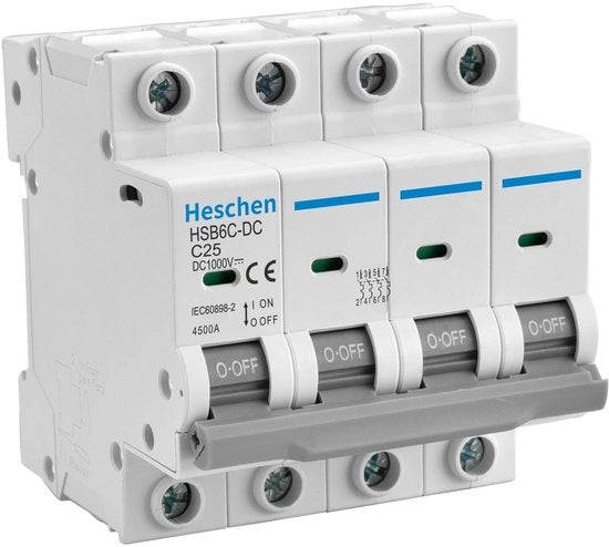 Dispositivo di Interruzione del Flusso Elettrico - Interruttore del Flusso Elettrico Fotovoltaico - 4 Poli - DC 1000V 25A - Pannelli Solari - Per Sistemi di Pannelli Solari - HSB6C-DC