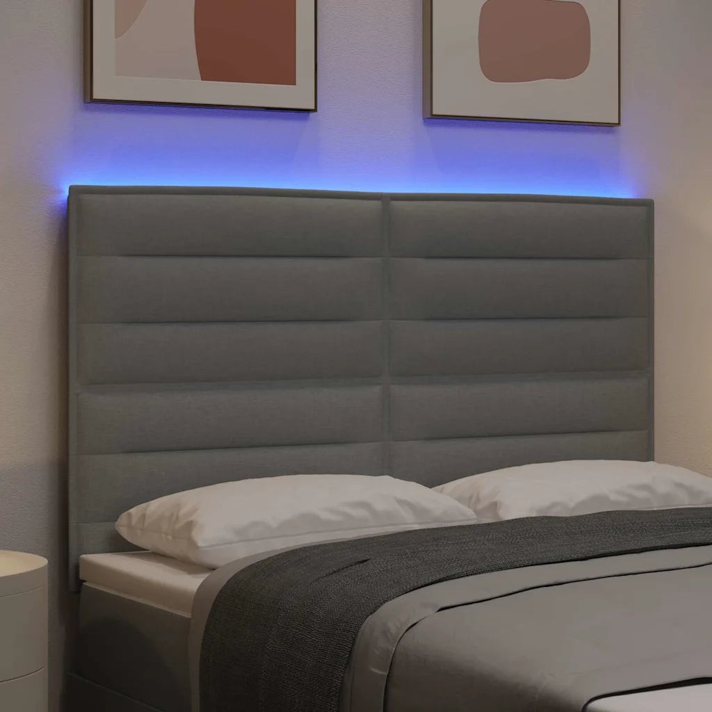 Testiera | Testata LED con strisce LED Grigio chiaro 160 cm Tessuto