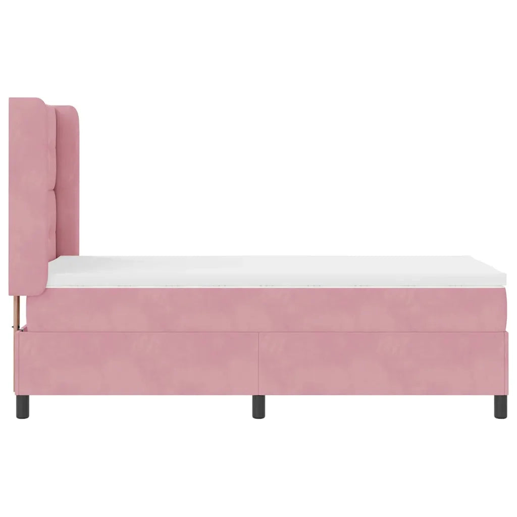 Letto a molle con materasso Rosa 90 x 200 cm Velluto 3341995