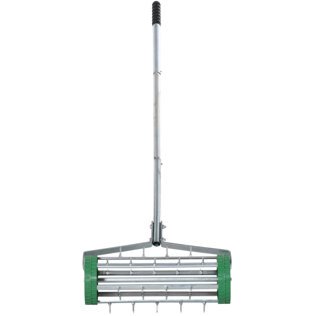 Arieggiatore manuale a rullo per prato 139 x 43;5 x 15 cm argento