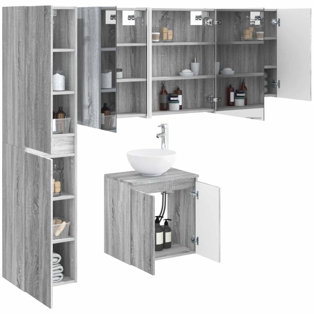 Set di Armadi da Bagno 5 pz Sonoma grigio Legno ingegnerizzato 3407308