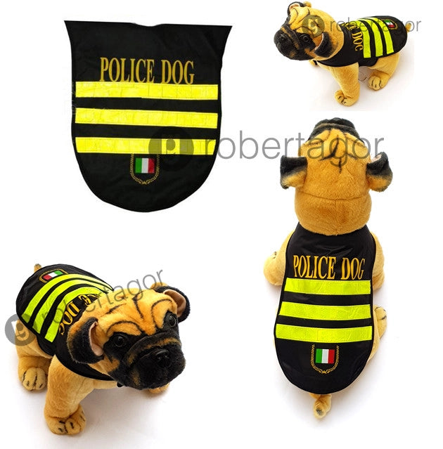 PETTORINA IMPERMEABILE VESTITO CATARIFRANGENTE CANE POLICE DOG TAGLIA CANI XXL