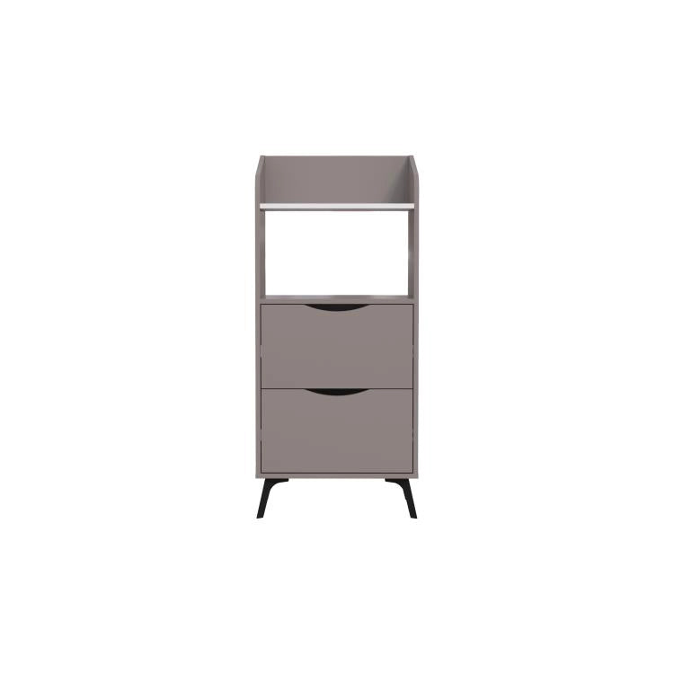 Mobile Multiuso 60x36x136 cm con 2 Cassetti e 1 Ripiano in Melamina Tortora