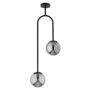 Lampada a sospensione Vector nera 2xE14 vetro fumé