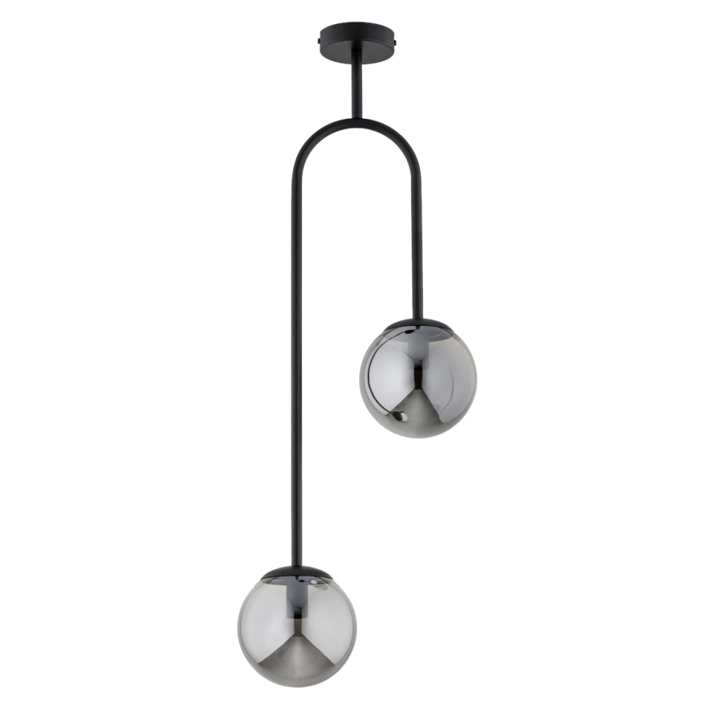 Lampada a sospensione Vector nera 2xE14 vetro fumé