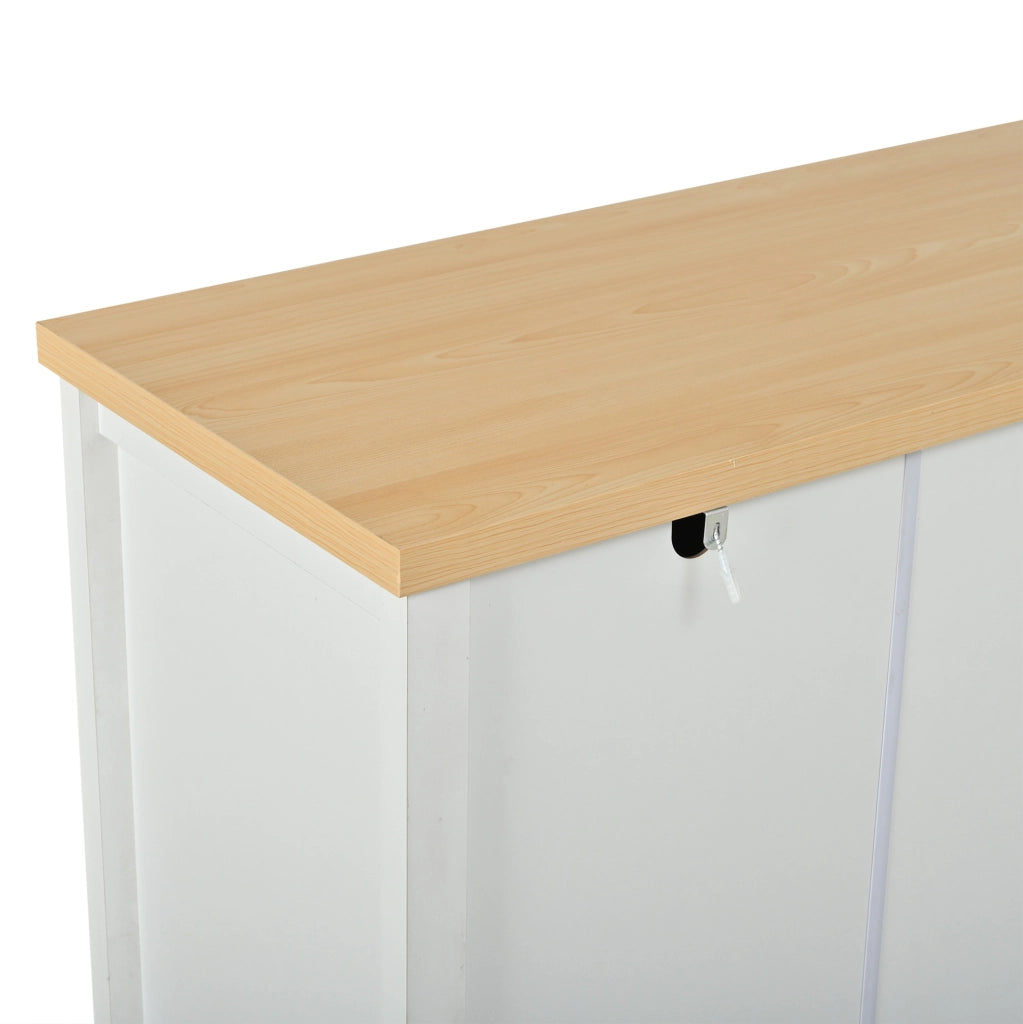 Credenza bianca 140x40x78 cm con 4 ante e 2 ripiani interni