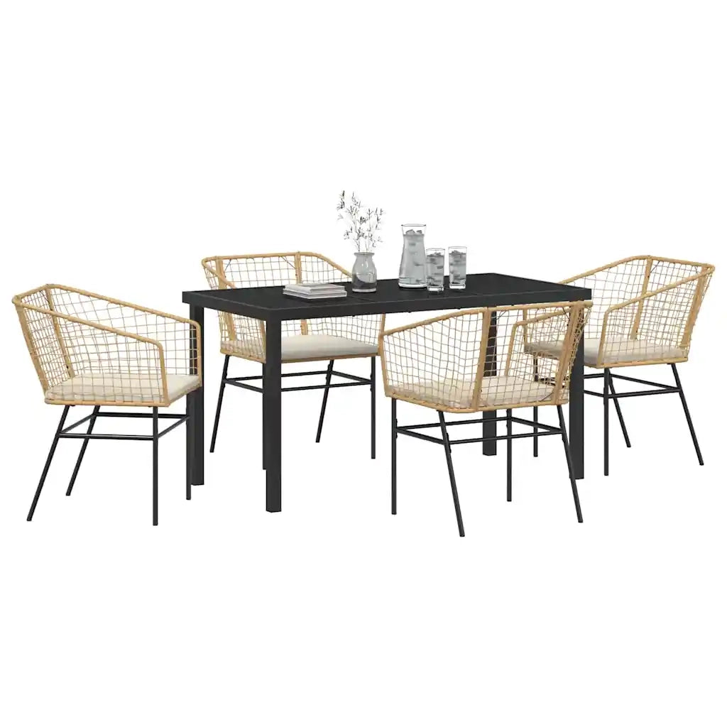 Set da Pranzo per Giardino 5 pz Marrone polyrattan 3380913