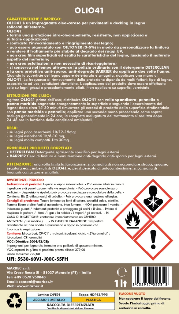 Impregnante per legno esterno OLIO41   1LT