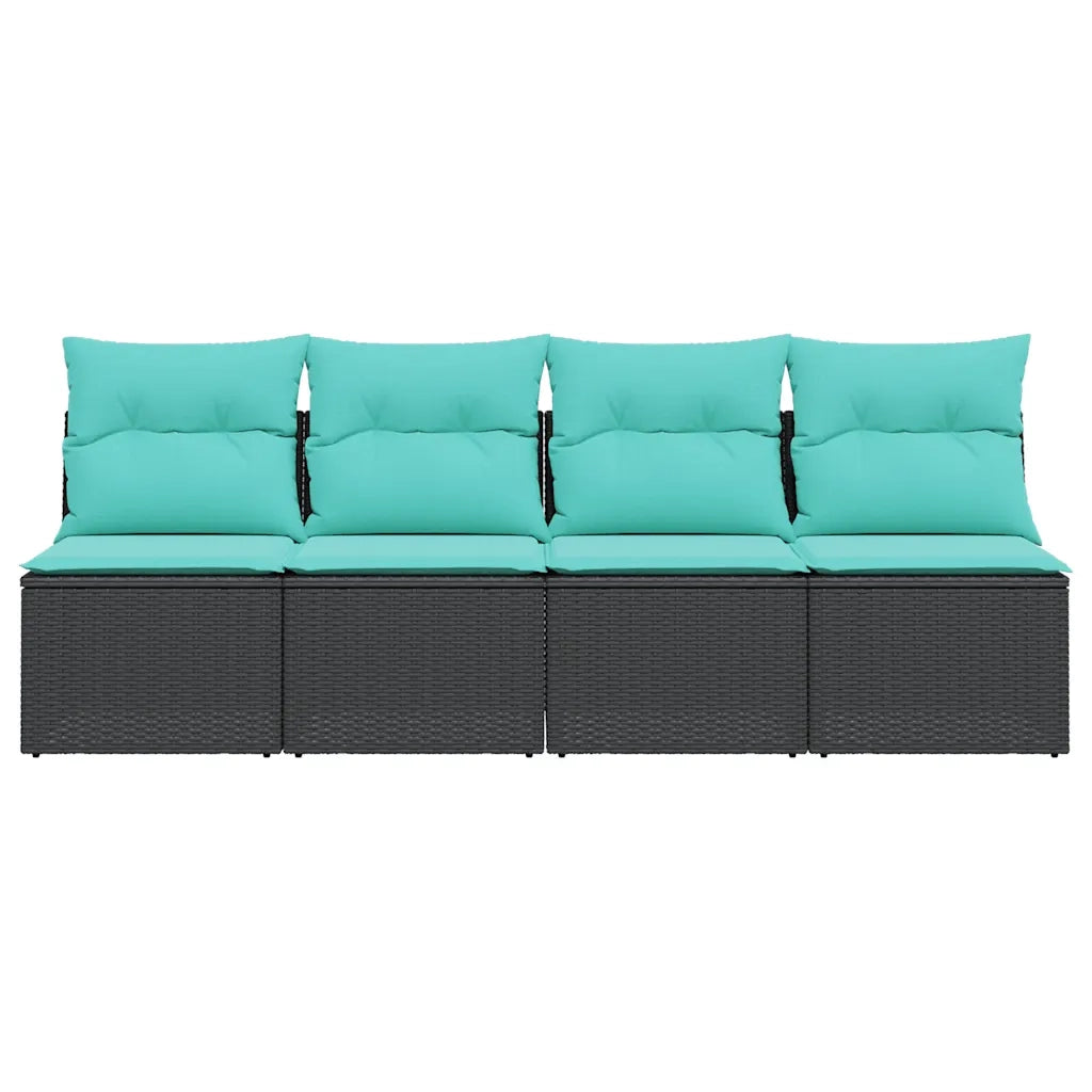 Divano da Giardino con Cuscini a 4 Posti Nero in Polyrattan 366027