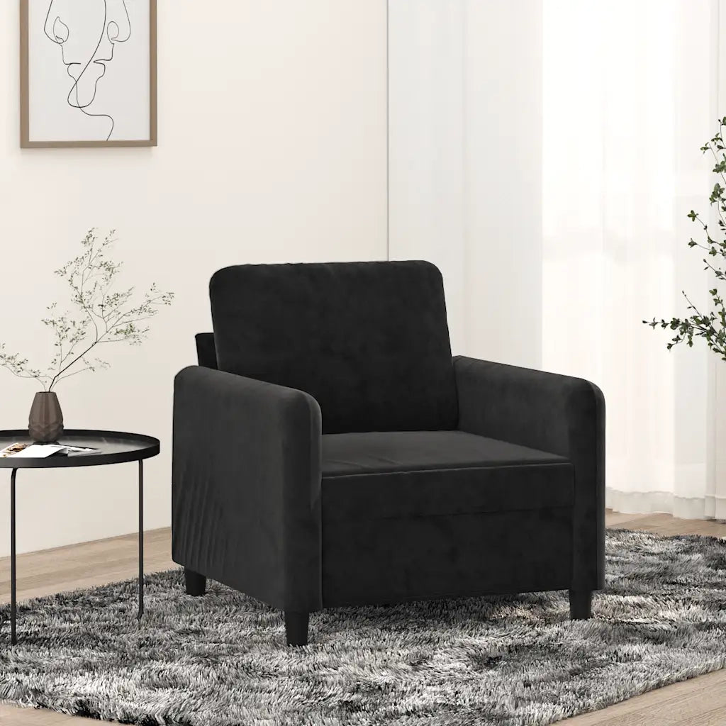 Poltrona | Sedia Relax Nero 60 cm Velluto