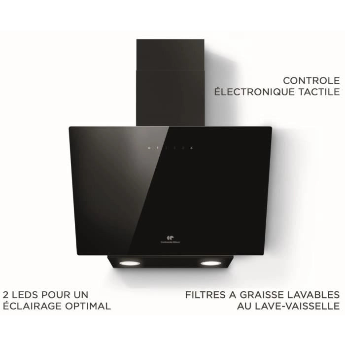 Cappa decorativa nera CONTINENTAL EDISON CEHD6065B - L60 cm