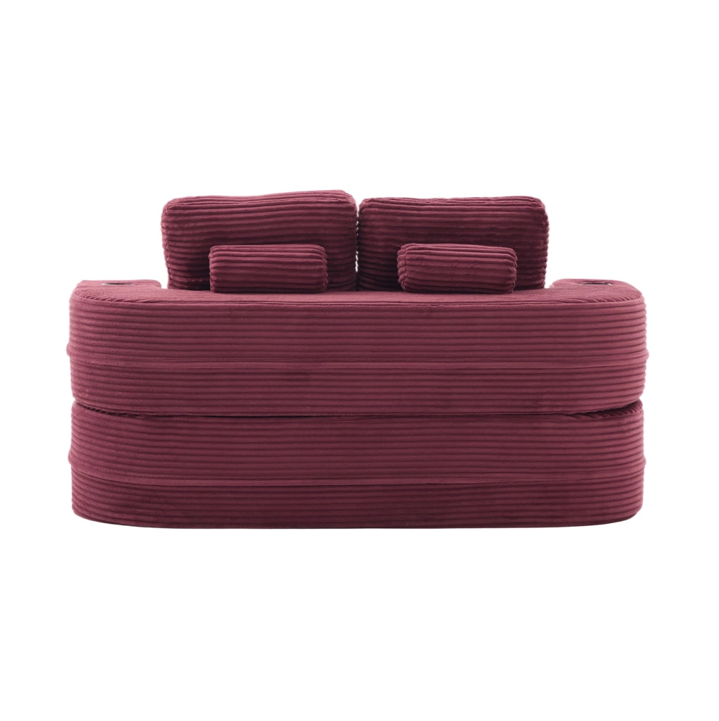 POLTRONA 2 IN 1 Reclinabile in Velluto a Coste Rosso Vino