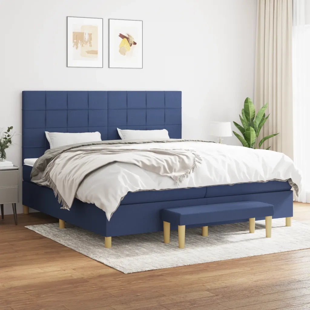 Giroletto a Molle con Materasso Blu 200x200 cm in Tessuto 3137187