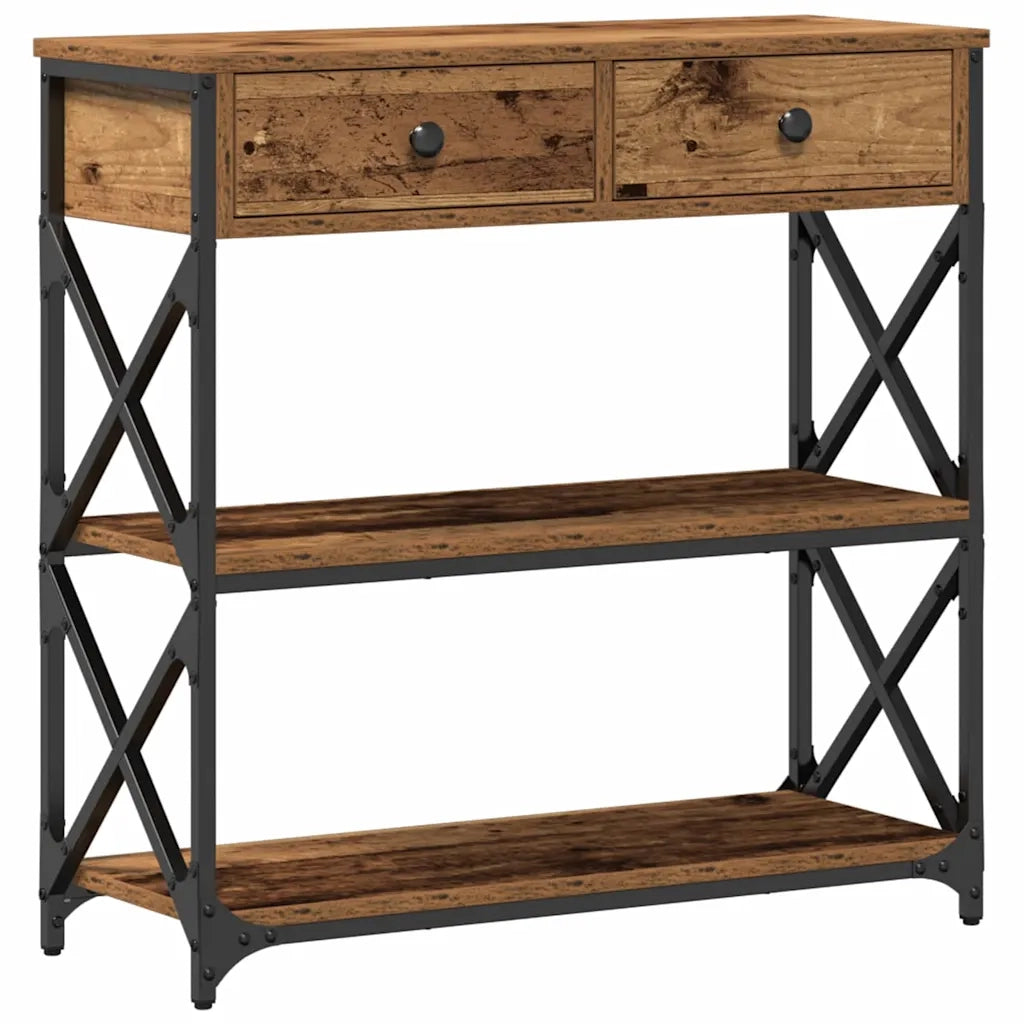 Tavolo Consolle con cassetto Legno vecchio 75 x 28 x 75 cm 863535