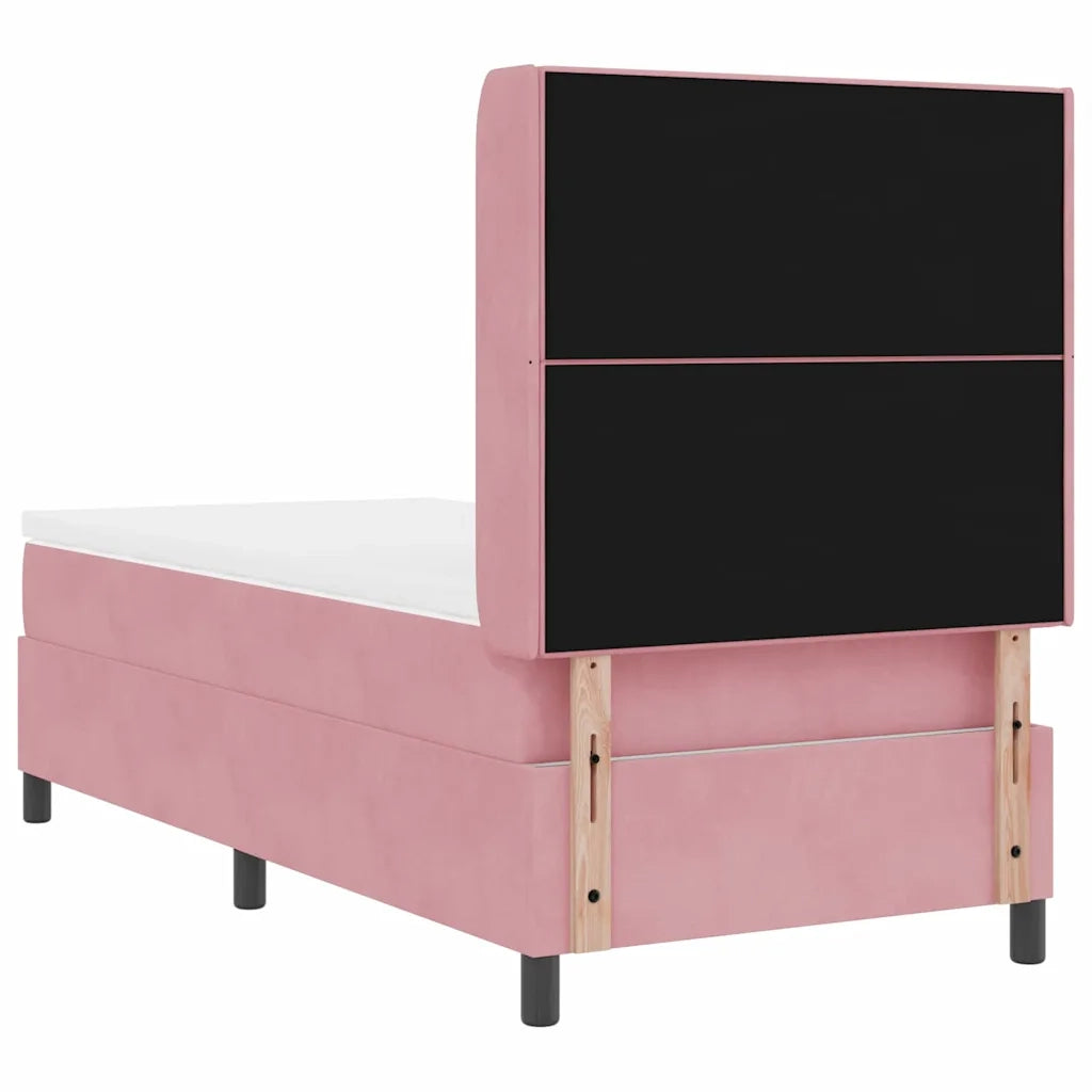 Letto a molle con materasso Rosa 90 x 200 cm Velluto 3341995