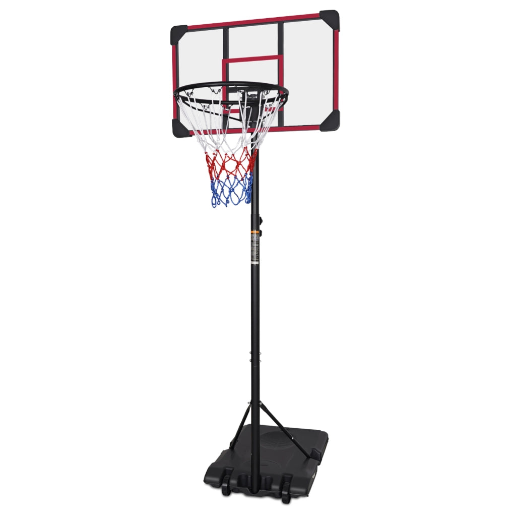 Canestro da basket portatile 170-213 cm su ruote nero rosso interno esterno