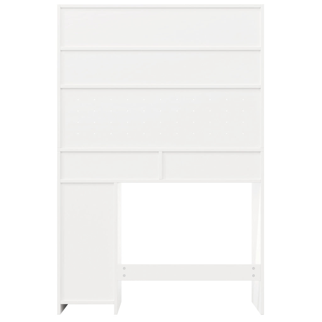 Set cucina con tavolo da pranzo pieghevole e mobile alto in MDF bianco per 2-4 persone con piano di lavoro