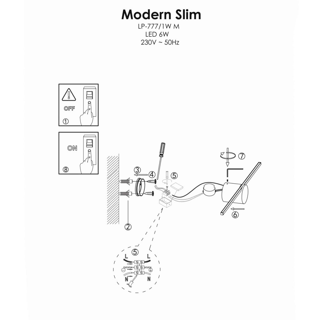 Applique Modern Slim M oro LED 6W IP44 LightPrestige