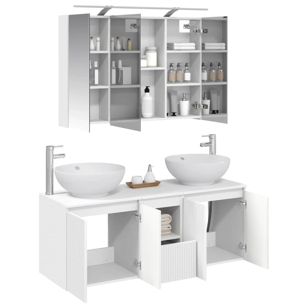 Set di Armadi da Bagno 4 pz Bianco Legno ingegnerizzato 3406495