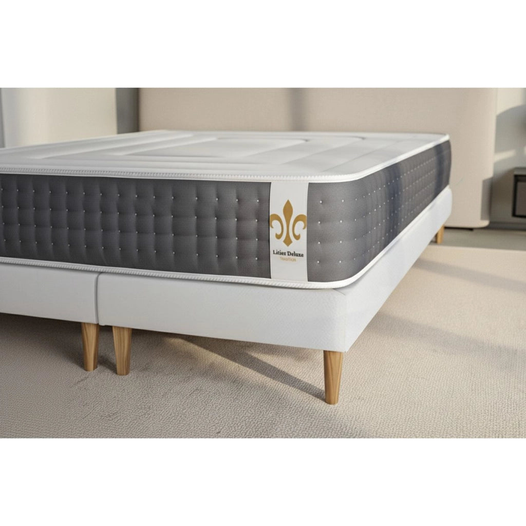 Pacchetto letto completo - Materasso 140x200cm + Box spring con doghe (kit) + 2 cuscini + Piumino - Vingt-Six